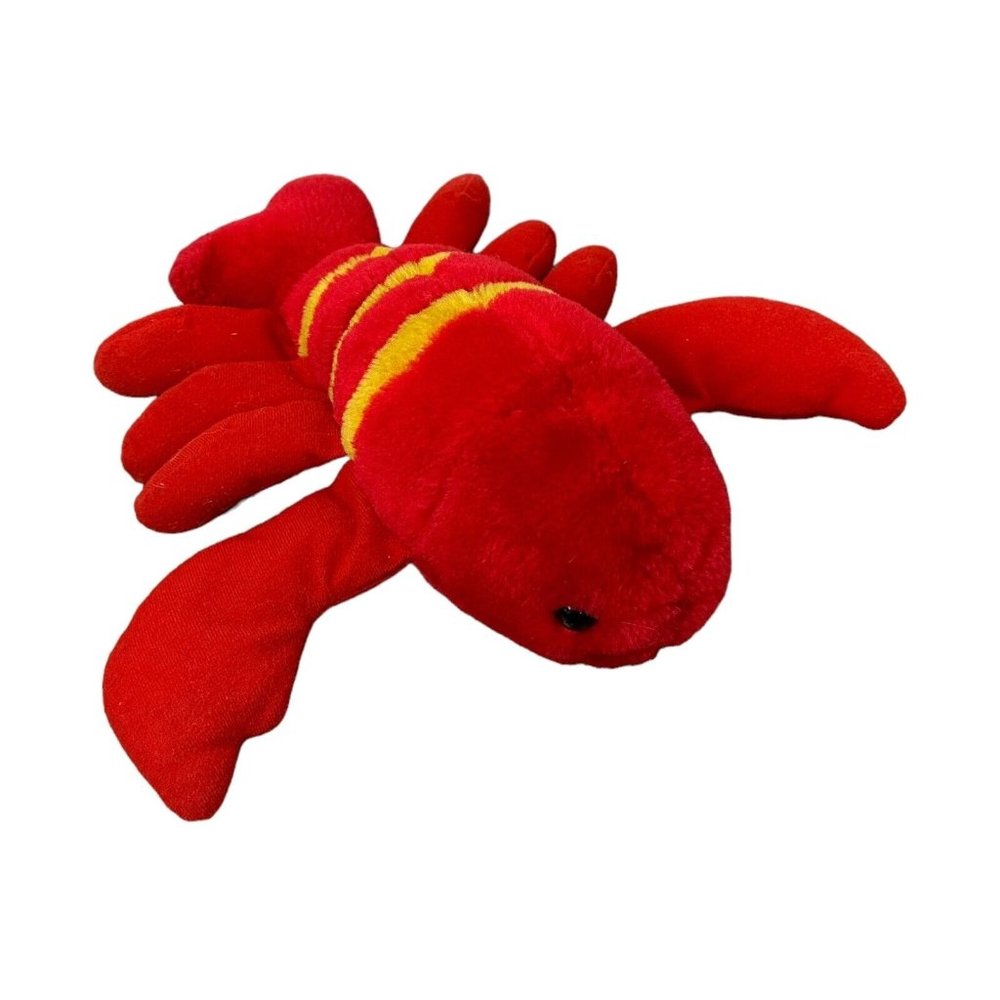Vintage Lobster Plush Sea Creature Stuffed Animal Yellow Stripe Toy Claw Floppy